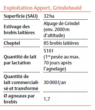 Eckdaten Betrieb Appert Grindelwald FR