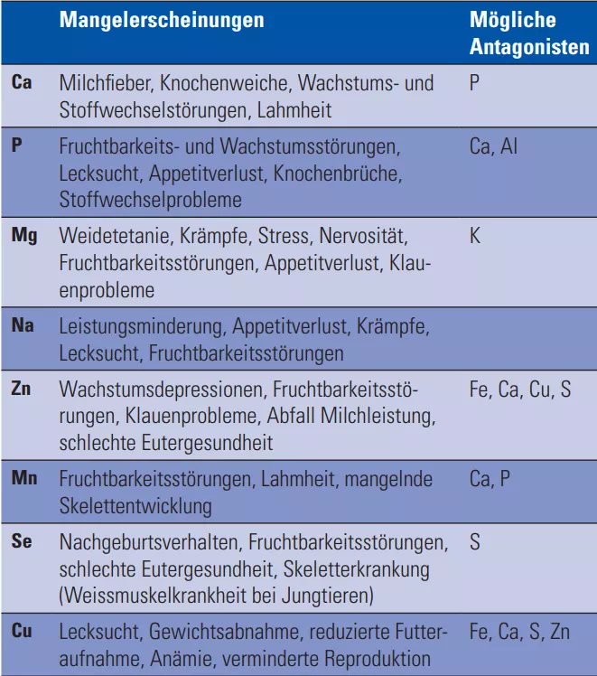 Mineralsalze und Mangelerscheinungen