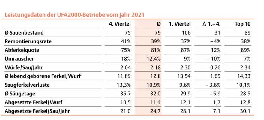 Tabelle Leistungsdaten UFA2000