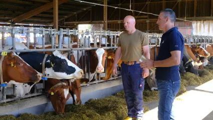 Kunde mit Berater im Stall